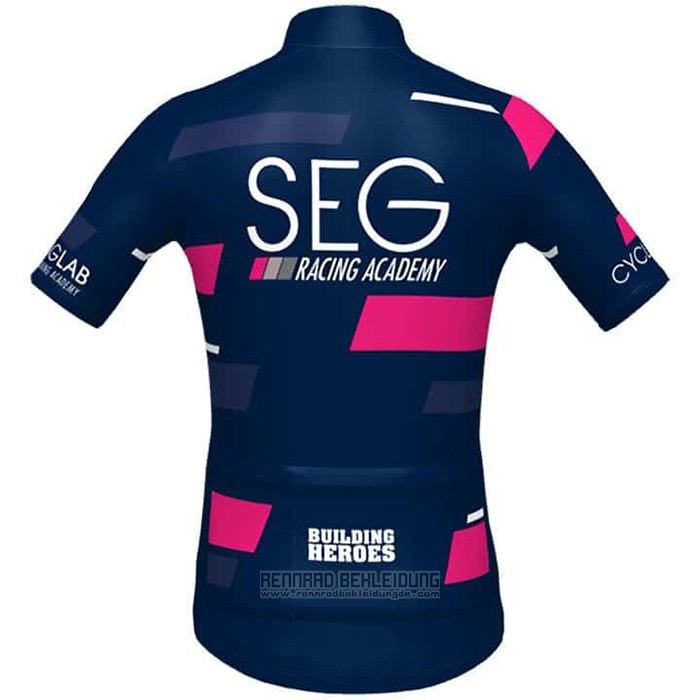 2021 Fahrradbekleidung SEG Racing Academy Dunkel Blau Fuchsie Trikot Kurzarm und Tragerhose